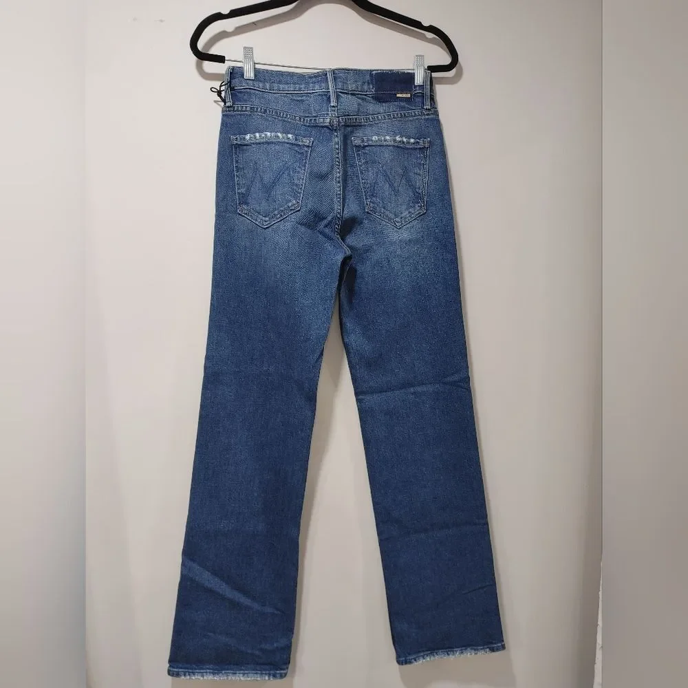 MOTHER high-rise, straight leg kick it jean in Tell it to the Pope Size 28